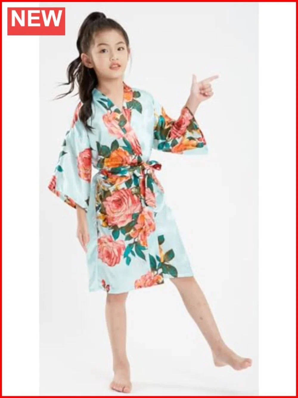 Girls Silky Satin Kimono Robe Spa Wedding Birthday Party Gift